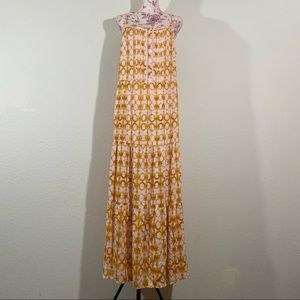 Jessica Simpson sz:XL Adele Sunset Blast Pink Chalk Patterned Tiered Maxi Dress